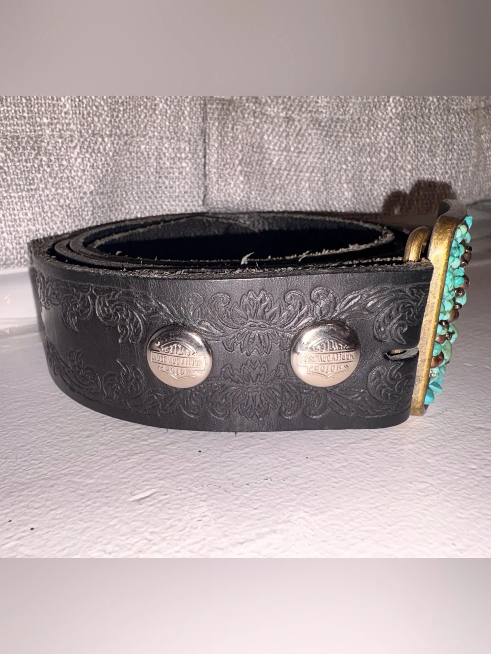 Harley Davidson Western Belt Beaded Buckle